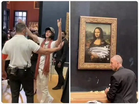 Bức tranh “Mona Lisa” trăm triệu USD bị tấn công, nhờ kính chống đạn nên chỉ phủ đầy kem