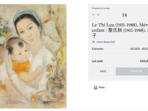 Tác phẩm "Mẹ và con" của Lê Thị Lựu được bán giá 529.200 UER